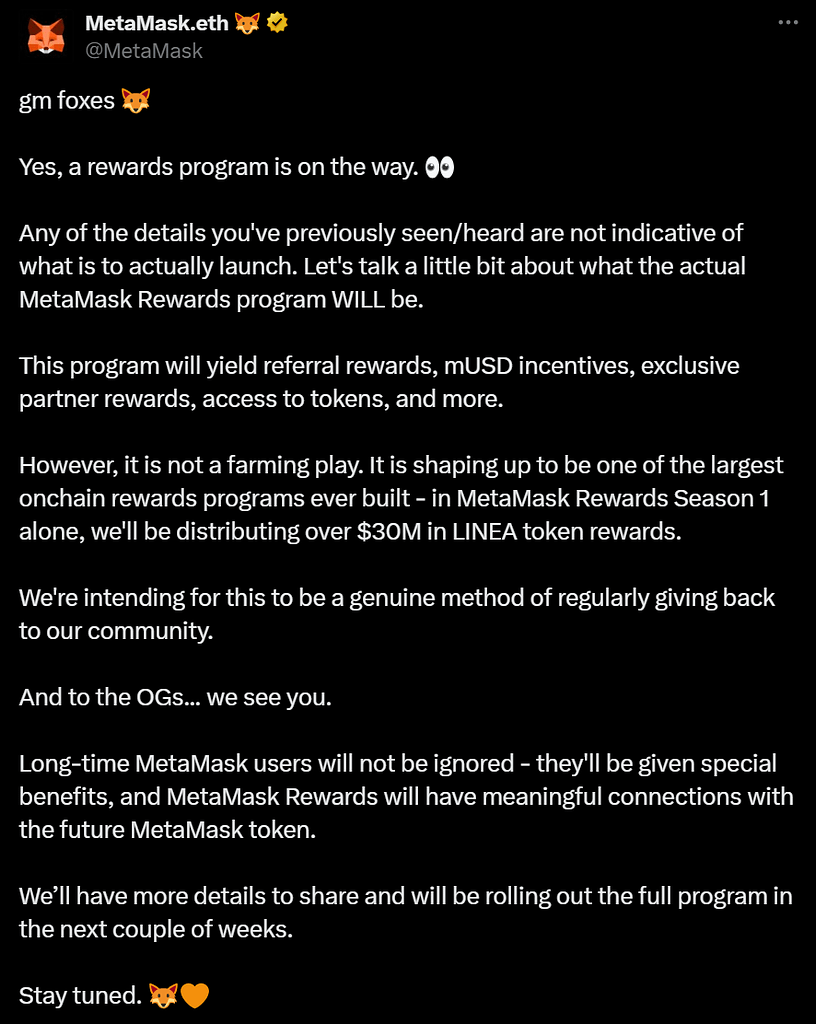 Atualização de recompensas de metamask