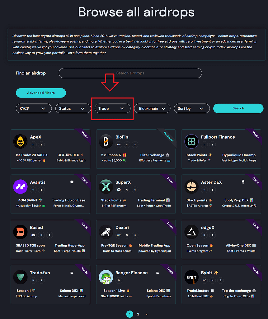 Negociação Airdrops no AirDropalert