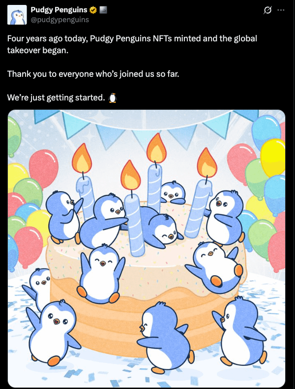 Aniversário de pinguins pudgy