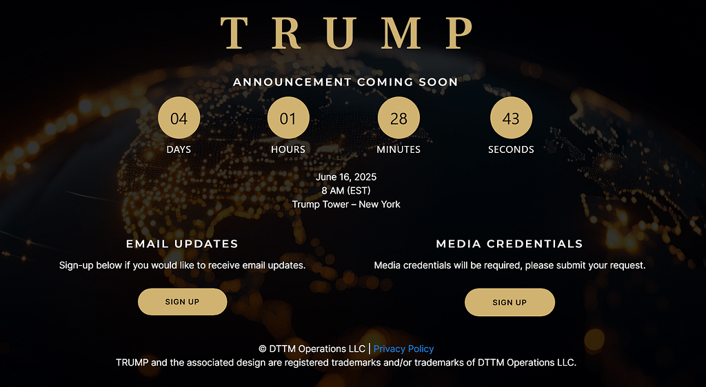 Potencial anúncio de criptografia de Trump