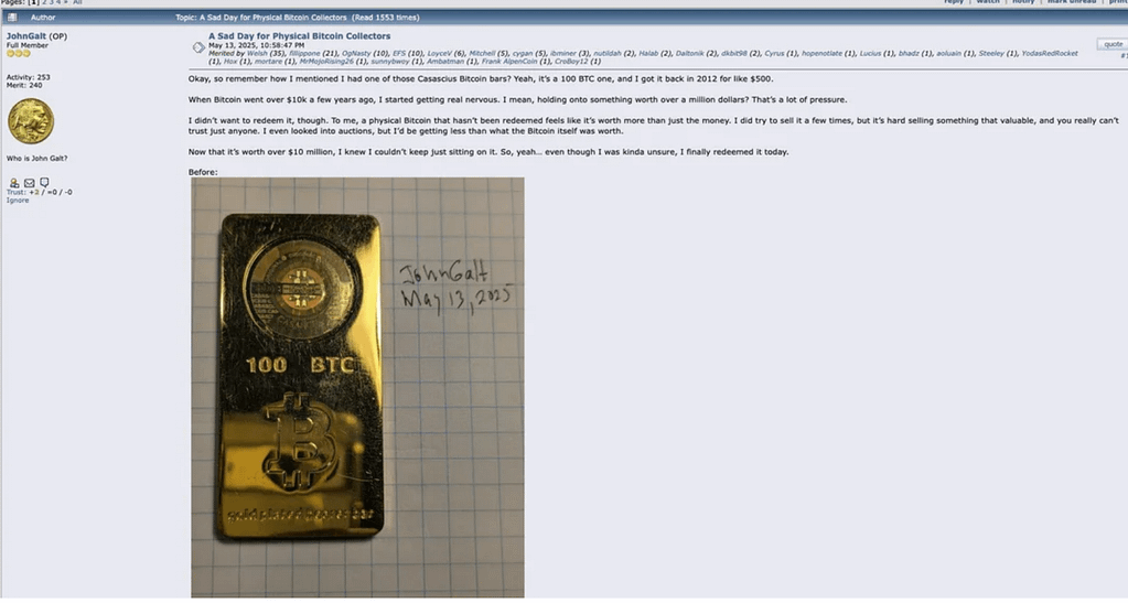 100 BTC Gold Bar