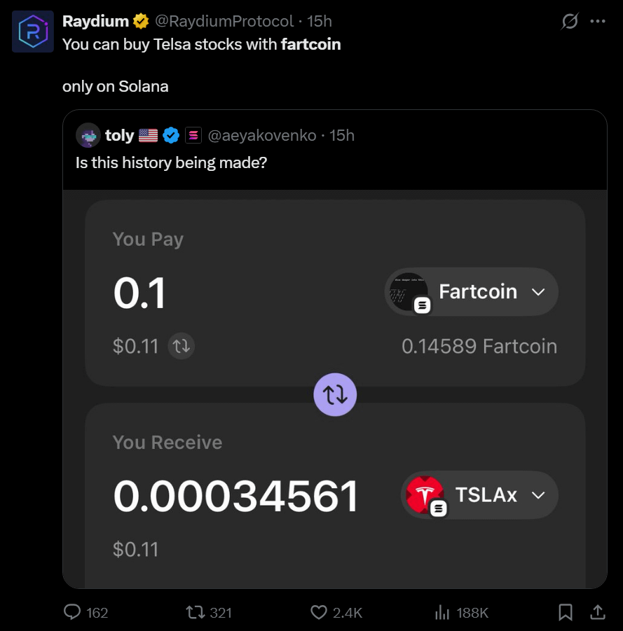 De Fartcoin a Tesla