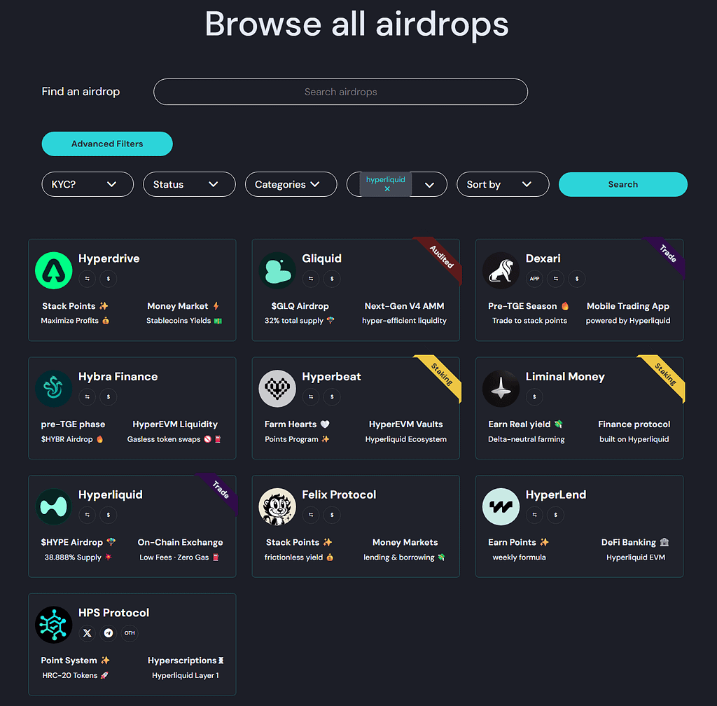HyperEVM Airdrops